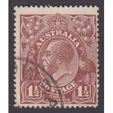 Australian    King George V   1½d Penny Half Pence Brown   Single Crown WMK Plate Variety 12L60..